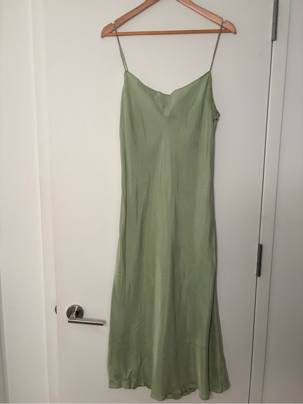 J. Crew Light Green Satin Slip Dress